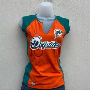 Reebok Women's Orange and Green Dolphins Jersey Top